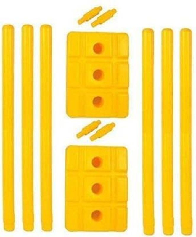 ARINEO Cricket Wicket Set 6 Wickets + 4 Bails + 2 Base Stumps Set Size Large(Yellow)