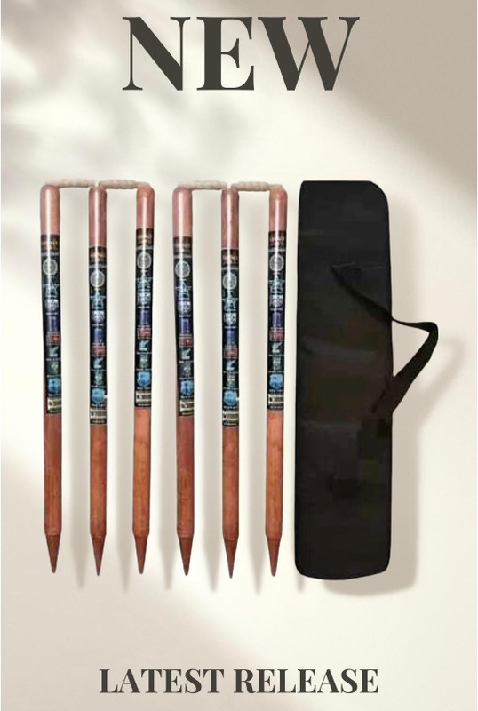 AMN SPORTS Best Quality Brown Wooden Stumps For Cricket 6 Stumps Set 4 Bails With 1 Bag(Brown)