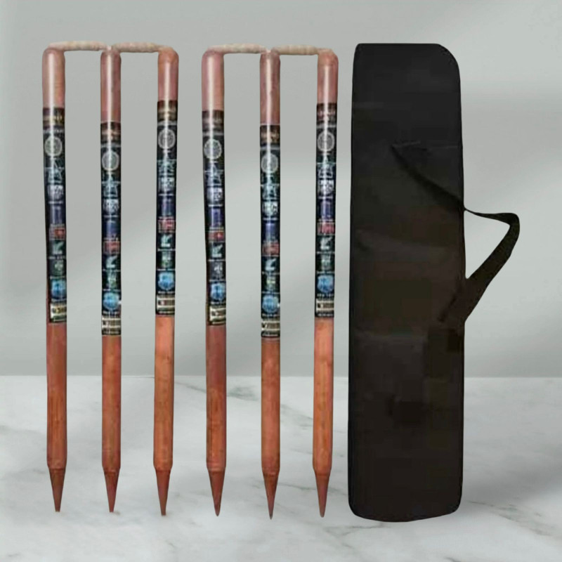 AMN SPORTS PREMIUM QUALITY NATURAL wicket WOOD stumsw full size ( 6 STUMPS WITH 4 BAILs)(Brown)