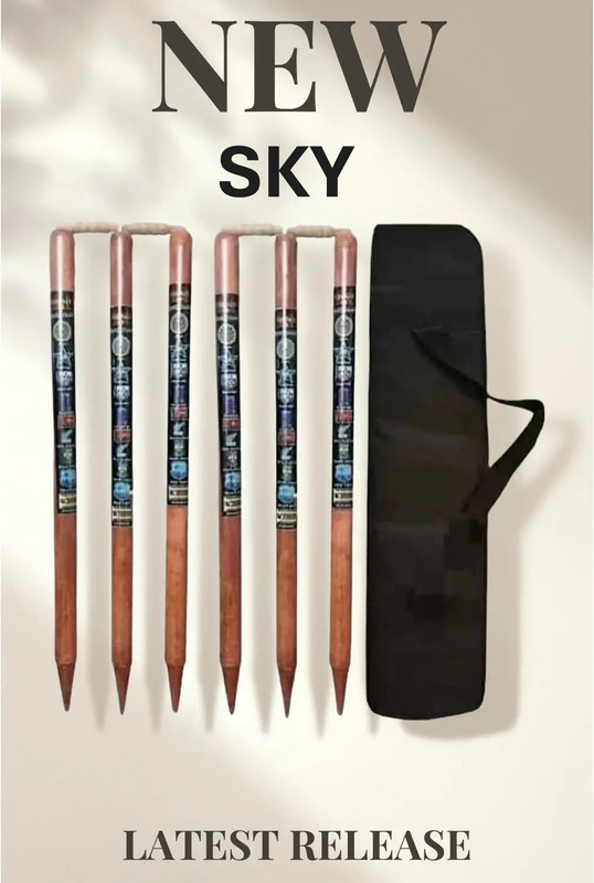 row Cricket wicket 6pcs with 4bails (brown)(Brown)