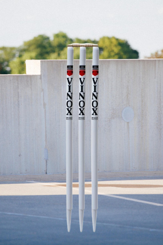 vinox Mukund Cricket Wooden Stumps Wickets ( Heavy Wood) Set of 3 with 2 Bails(White)