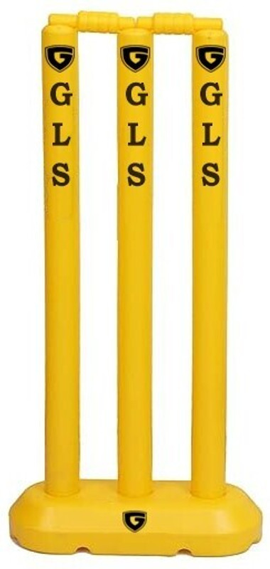 MINESFIT Junior Kids Playing Plastic Stump Set - 3 Stump + 2 Bails + 1 Stand, Yellow(Yellow)