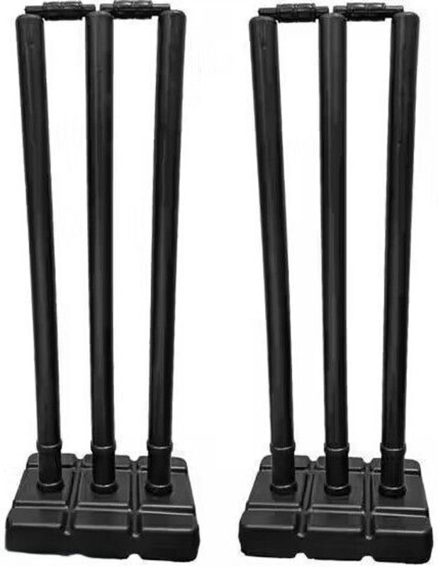 ARYANFITNES Plastic Stump Set Color Black Material Plastic with 6 Stumps 4 Bails and 2 Base(Black)
