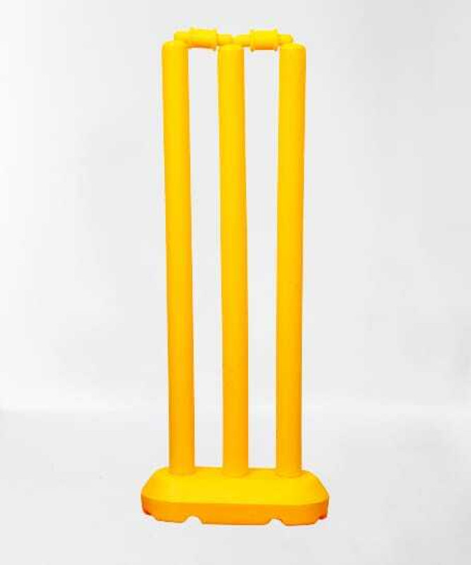 Hyper Plastic Wicket/Stump Set for Kids , 6-12 Years (3 Stumps + 2 Bails + Base)(Yellow)