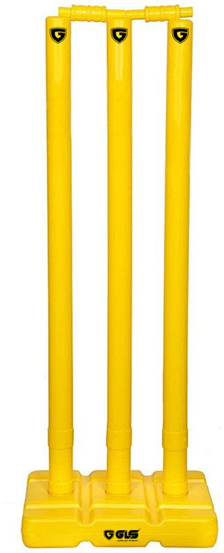 GLS Heavy Duty Plastic Stump Set - 3 Stump + 2 Bails + 1 Stand, Yellow(Yellow)