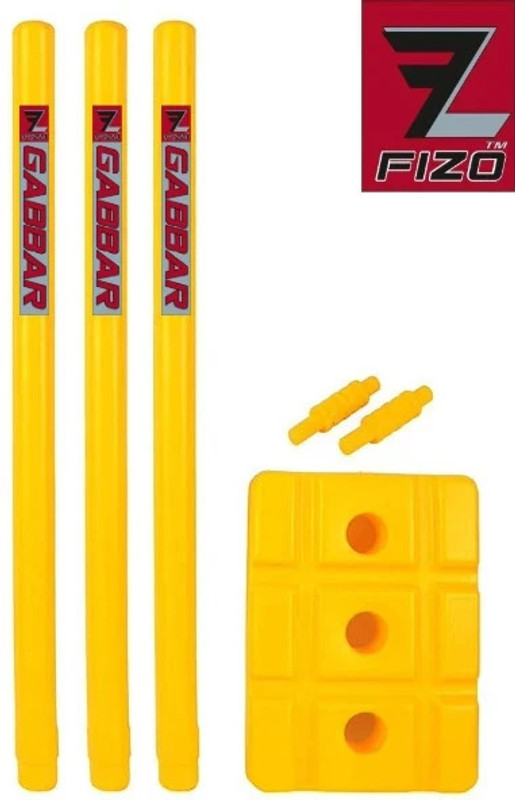 fizo PVC Wickets For Cricket Set of 3 Stumps, 2 Bails, Base, Bag Cover Plastic Stumps(Black)