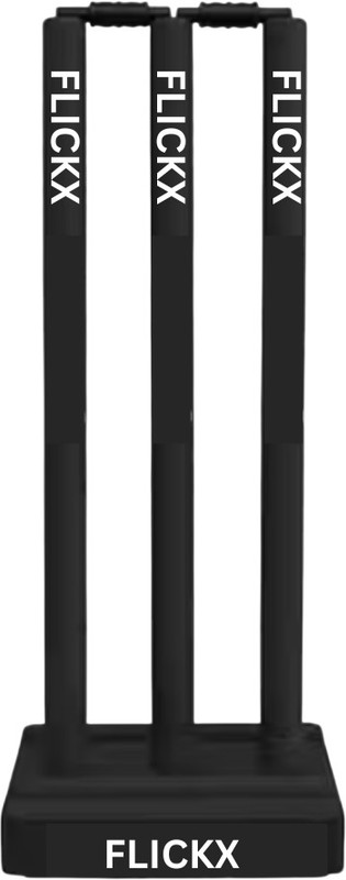 FlickX Black PVC Cricket Stumps Set – 3 Stumps & 2 Bails | Durable & Light(Black)