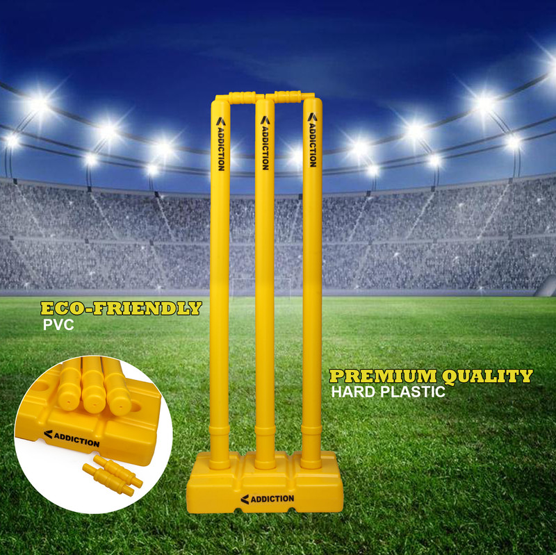 Addiction Heavy Quality Plastic Wickets Set(Yellow)