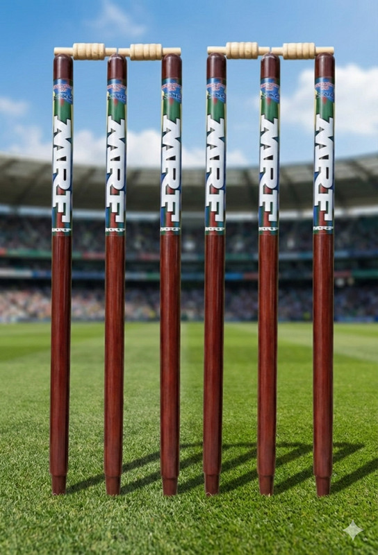 AMN SPORTS Stumps 6 & 4 Baills (2 Wicket Set) Wooden Stumps Best Quality(Brown)