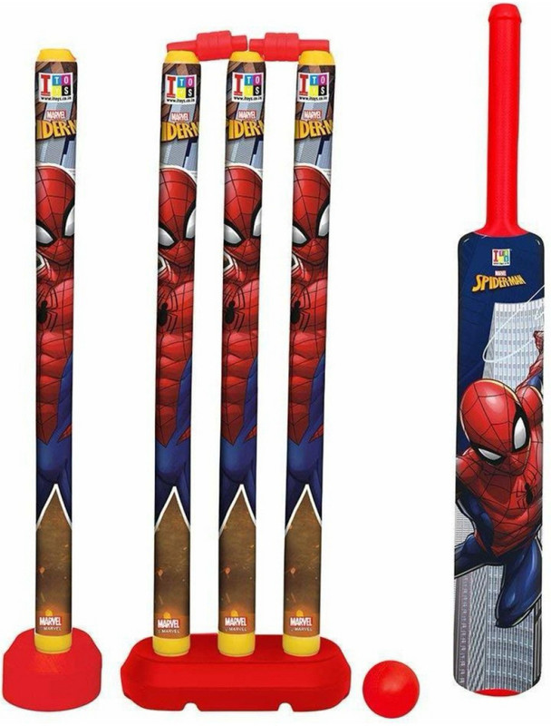 Jayaansh Traders Spiderman Plastic Cricket set Bat ,Wickets ,Beals & Ball Playing For Kids….(Multicolor)