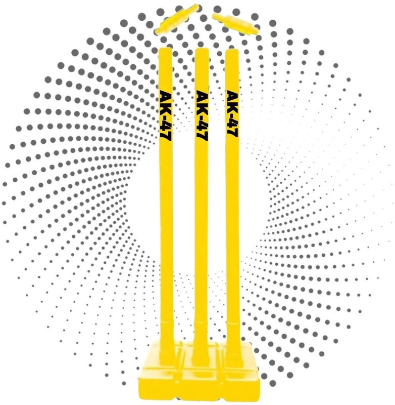 fizo PVC Cricket Wicket Plastic Cricket Stumps Set - 3 Stumps + 2 Bails + 1 Stand(Black)