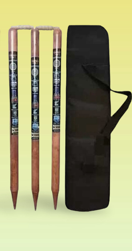 AMN SPORTS Premium Diamond natural set of 3 stumps with 2 bails free Bag (Brown)(Brown)