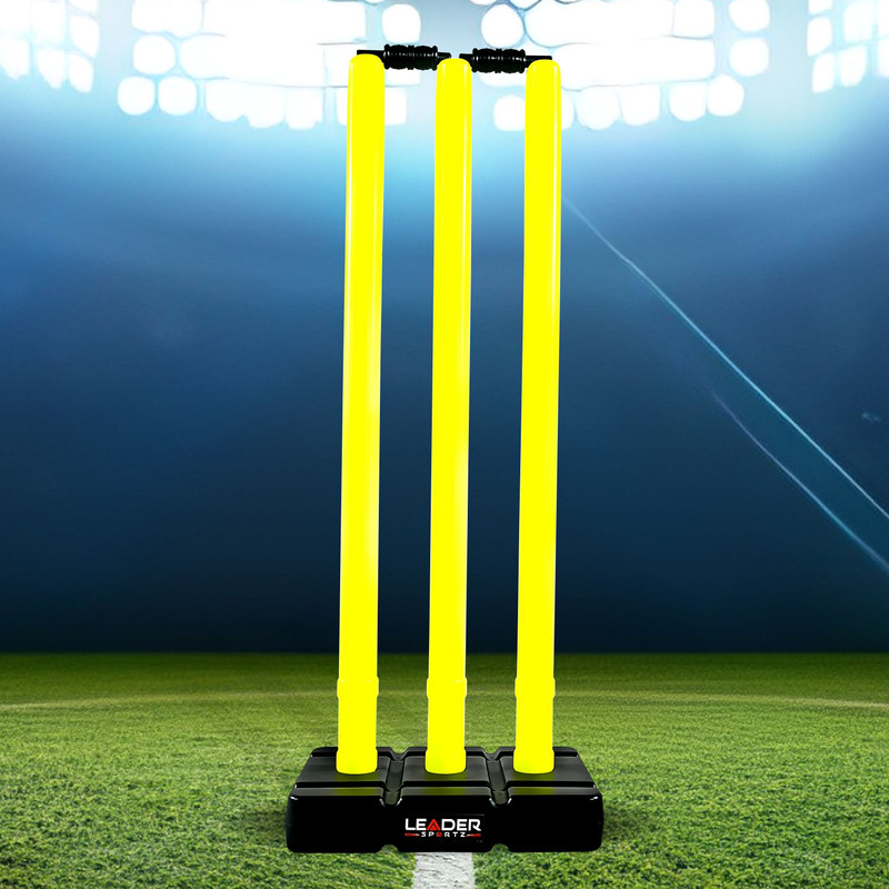 Leader Sportz Stumps with Stand Cricket Kit Plastic Wickets for Match -(Black)