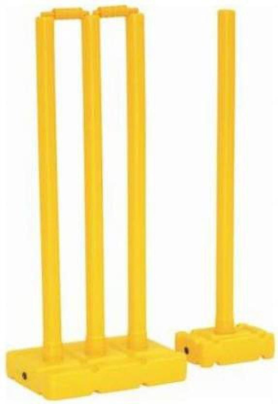 Proactive SPORTS Heavy Plastic Cricket Stumps Set- 4 Stumps + 2 Bails + Base (Large+Small)(Yellow)