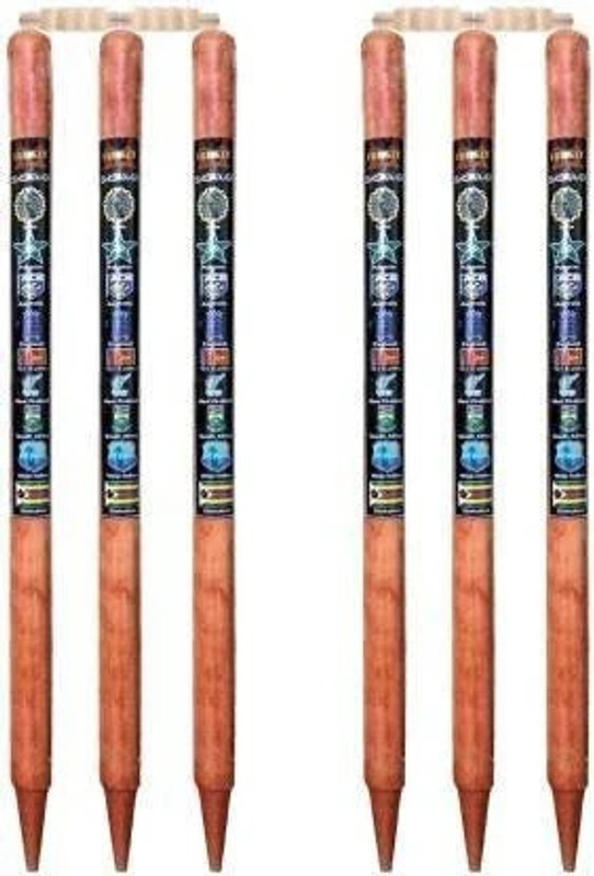 Fit World 6 Wooden Stumps & 4 Bails (2 Wicket Set) CRICKET WOODEN STUMPS SET(Multicolor)
