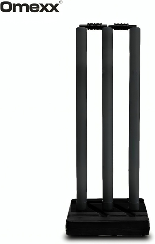 omexx Premium Cricket Plastic Wicket Set | Full Size | 3 Stumps+2 Bails+1 Stand(Orange, Black)