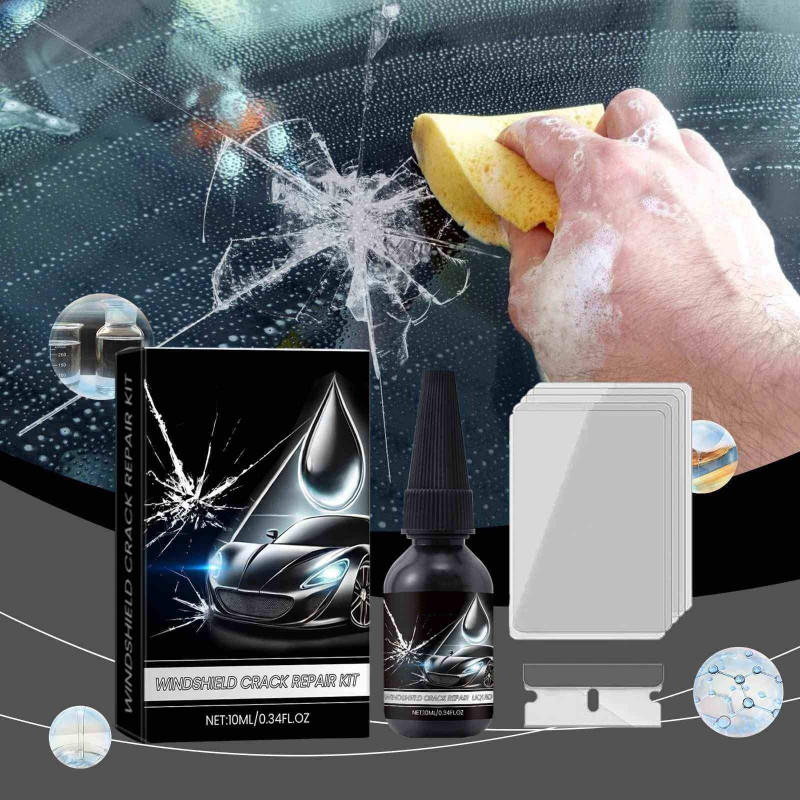 ClickCrack Auto Windshield Repair Kit – DIY Car Glass Crack & Scratch Restorer Pack 1 Windshield Repair Kit