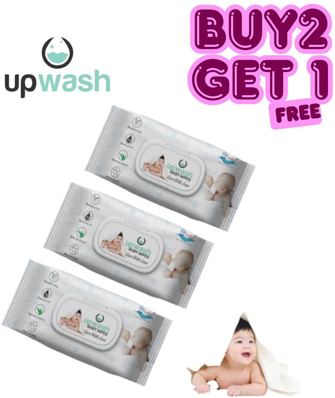 UPWASH Baby Wipes with AloeVera Pack Of 3 (72 Wipes) Wipe Warmer