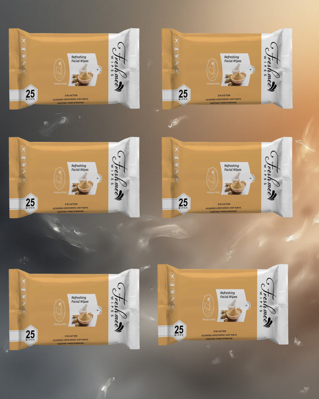 Freshmee Refreshing Wet Wipes,25 wipes/Pack(Pack of 6)| Purified and Hygienic|Soft(6 Wipes)