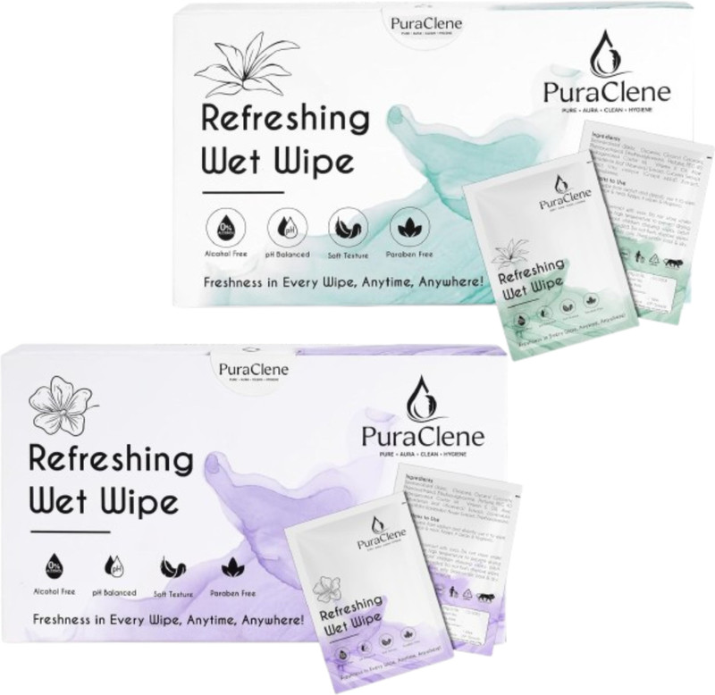puraclene Gentle Facial Wet Wipes, Alcohol-Free, Paraben-Free, Non-Irritating(100 Wipes)