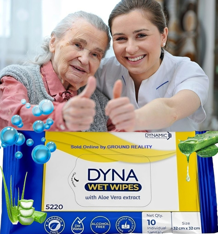 Dyna 1 Pack (10 Pulls) XL easy bath wet wipes with Aloe Vera + (FREE fridge magnet)