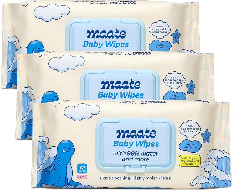 MAATE Baby Wipes (Pack of 3, 216 Wipes) | Soothing & Hypoallergenic |Wipe for Baby's(3 Wipes)