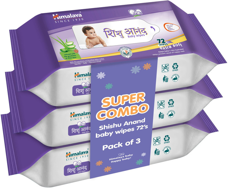 HIMALAYA Shishu Anand Baby Wipes (72'S - PACK OF 3)(216 Wipes)