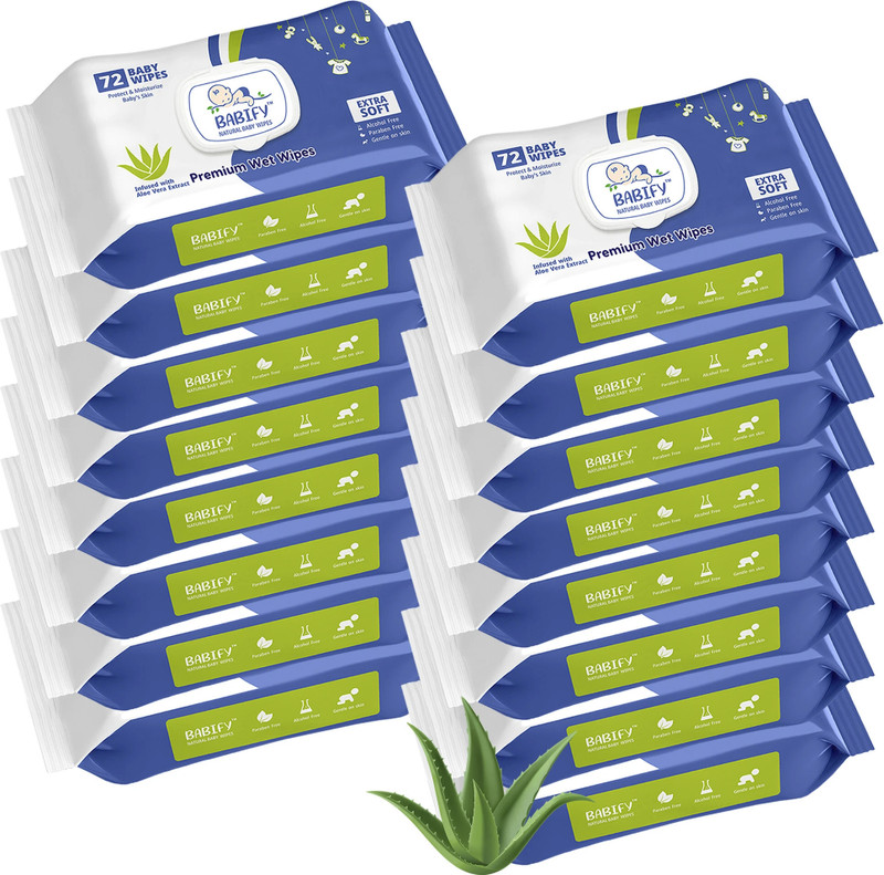 BabiFy Extra Soft Premium Baby Wipes With Aloe Vera | Rush & Paraben-Free (Pack of 16)(1152 Wipes)