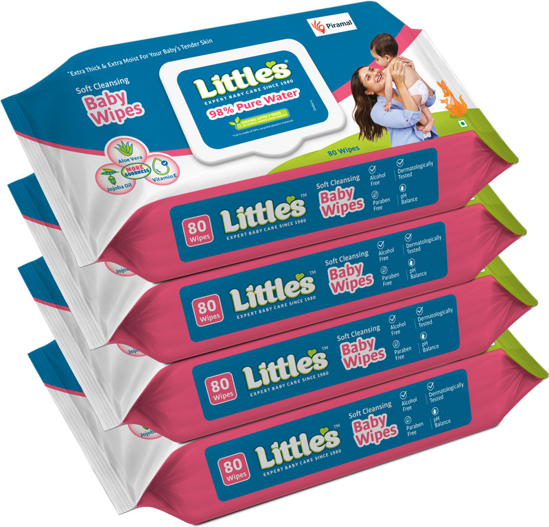 Little's Soft Cleansing Baby Wipes with Aloe Vera, Jojoba Oil and Vitamin E, Lid Pack(320 Wipes)
