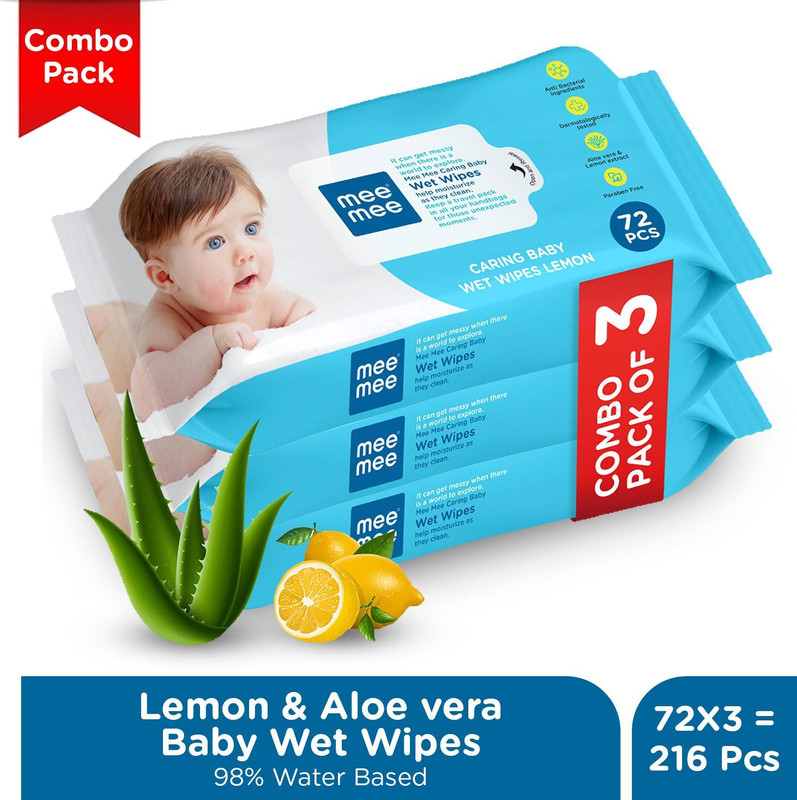 MeeMee Baby Wet Wipes Pack of 3(216 Wipes)