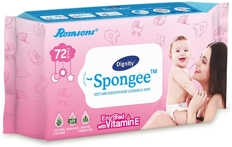Romsons Dignity Spoonge baby cleansing Wipes 72s Pack of 3(72 Wipes)