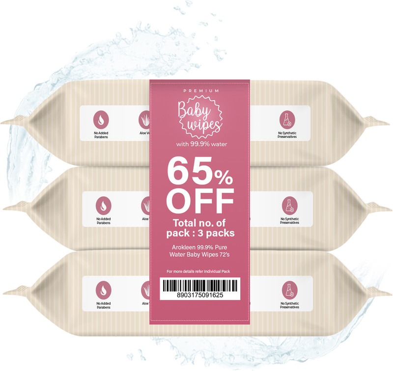ARO KLEEN 99.99% Plant Based Pure Water Baby Wet Wipes With Aloe Vera & Calendula Oil(216 Wipes)