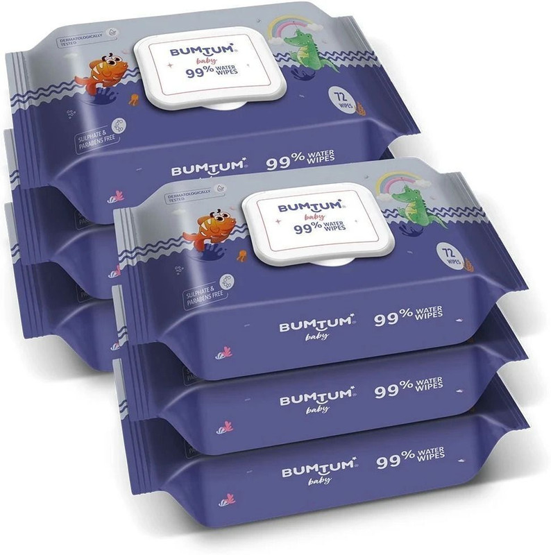BUMTUM Baby 99% Water Wet Wipes Pack of 6(432 Wipes)