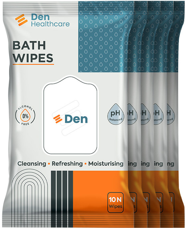 Den Wet Wipes, Adult Bath Wipes, Anti Bacterial For Men & Women, Pack of 5(50 Wipes)