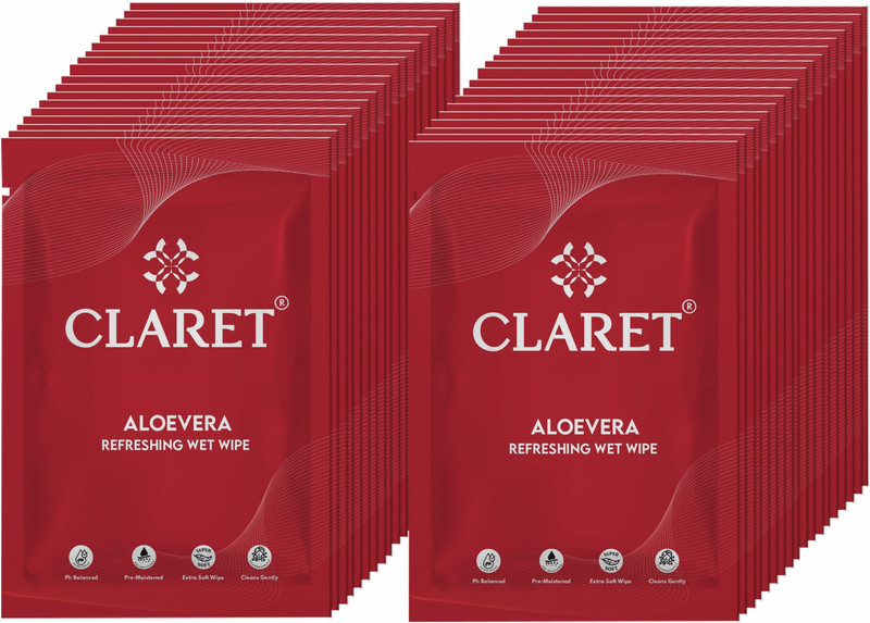 CLARET Refreshing Wet Wipes Pack of 100 | PH Balanced Face Wipes for Daily Use & Travel(100 Wipes)