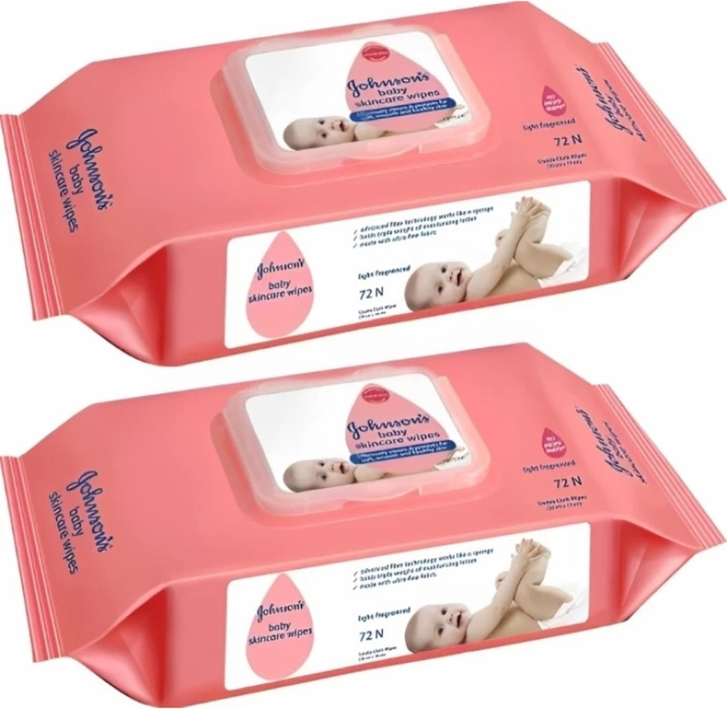 JOHNSON'S Baby skincare wipes with lid (72+72 wipes)
