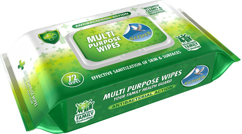 GLIDER Multipurpose Skin and Surface Wipes with Flip-top (Pack of 1) 72 Wipes(72 Wipes)