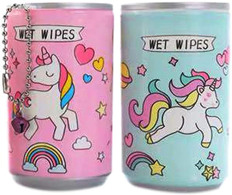 JIVOQ Wet Wipes Tissue Can for Cleaning Face Body for Kids (Set of 2, Multicolor)(60 Wipes)