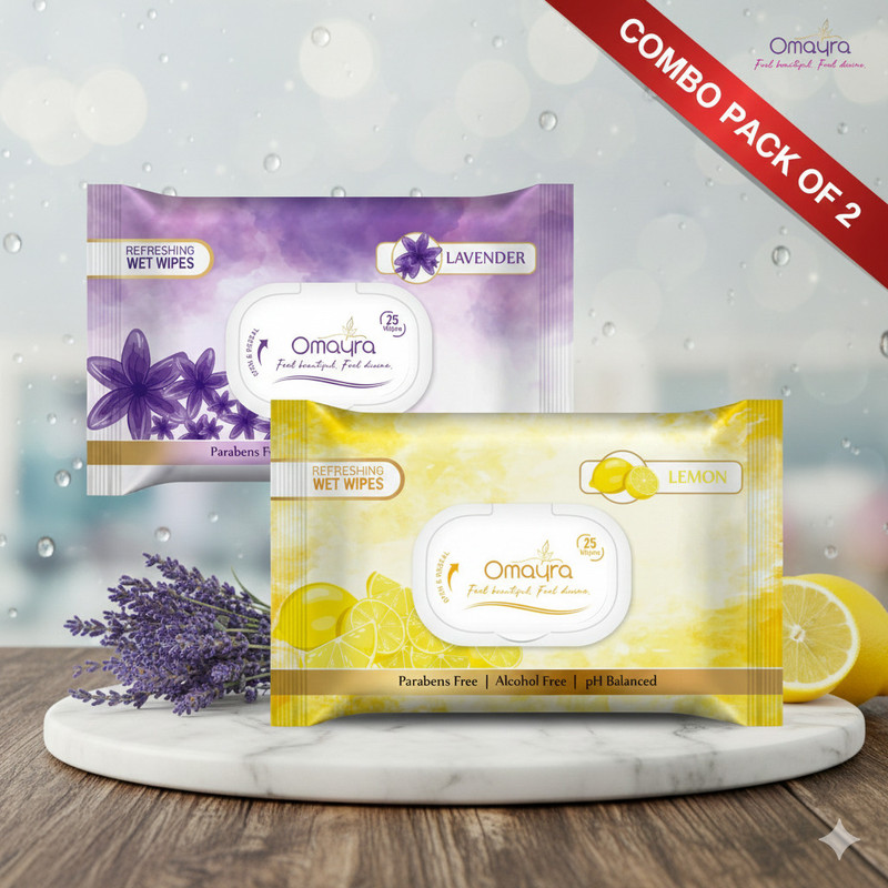 Omayra Lavender Lamon Makeup Remover Wet Wipes 50 Wipe With Lid(2 Wipes)