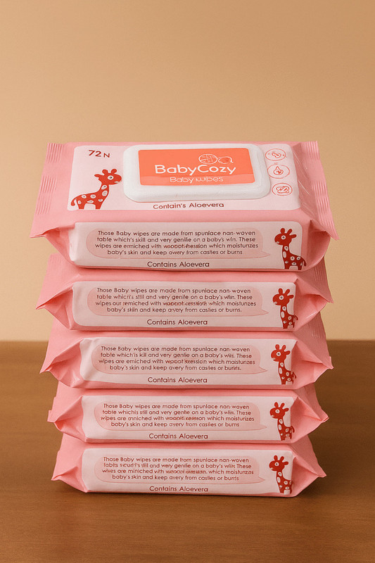 baby cozy Baby Wipes, Pack of 5, 72 Sheets Each, Unscented Alcohol-Free,(5 Wipes)