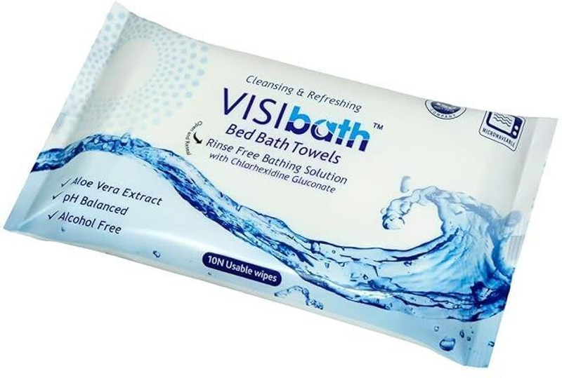 Visibath Bed Bath Towels – Pack of 1 (10 Towels)| Ideal for Patients & Hospital Use .(10 Wipes)