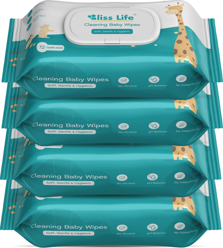 BLISS LIFE Baby Wipes With Aloe Vera, Vitamin E and Dermatologically Safe With Lid Pack(288 Wipes)