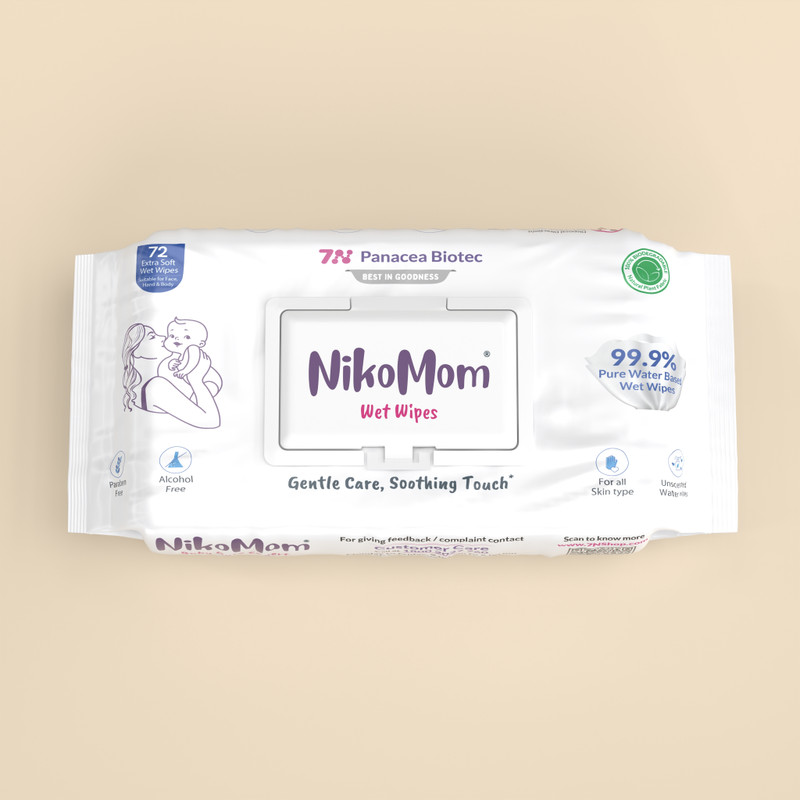 NikoMom 99% Pure Water Extra Soft & Thick Wet Wipes for Newborns Baby | Super Saver Pack(72 Wipes)