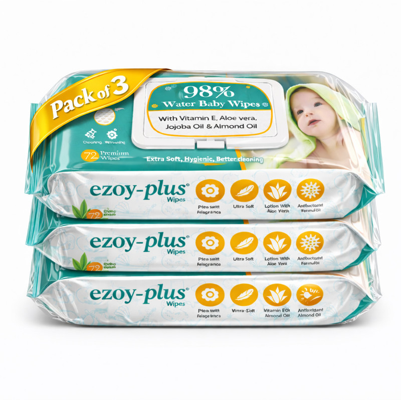 Ezoyplus Baby Wet Wipes – Soft & Gentle with Aloe Vera & Vitamin E(3 Wipes)