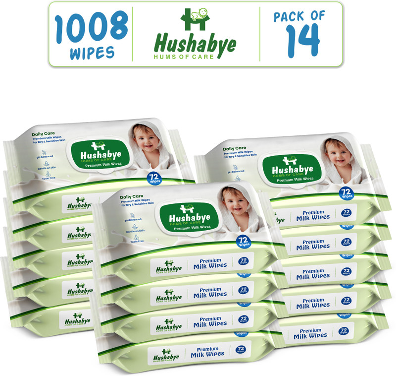 Hushabye Ultra Gentle Baby Wipes with Lid, Vitamin E Enriched, Pack of 14(1008 Wipes)