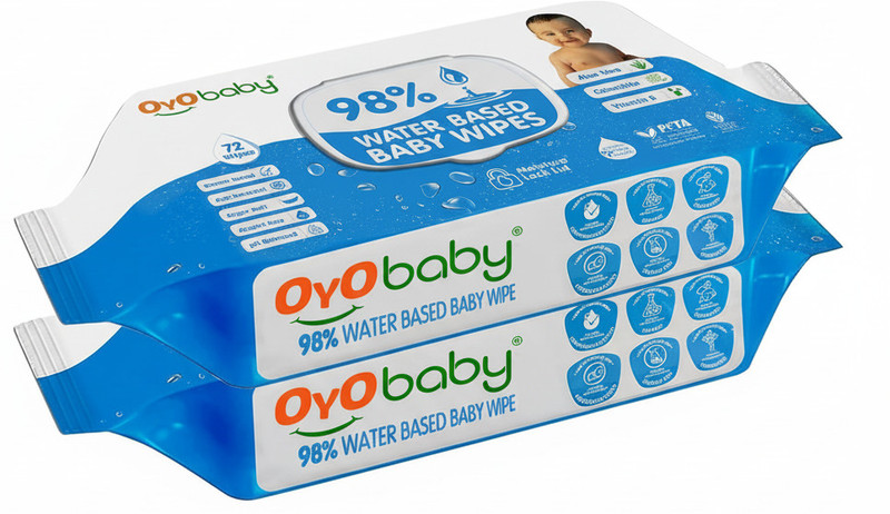 Oyo Baby 98% Water Wipes With Aloe Vera And Vitamin E, Calendula Extracts Baby Wipes(2 Wipes)