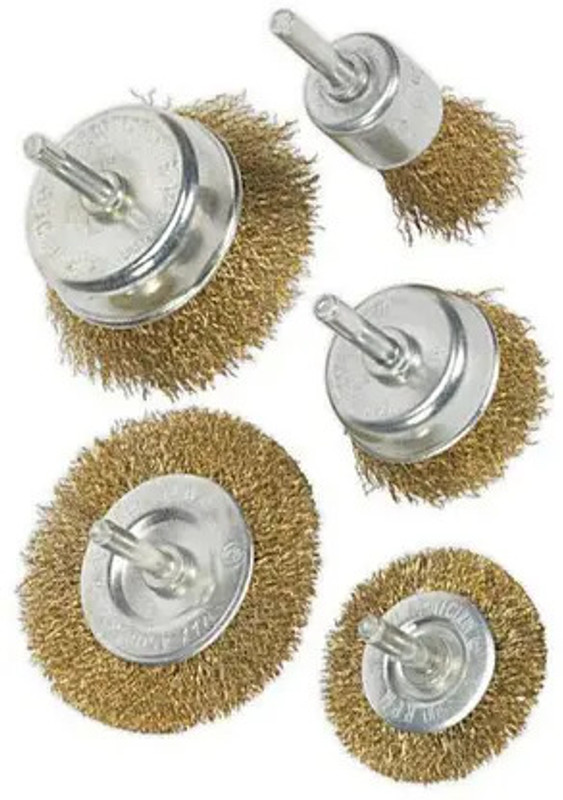 HARSHVANI Heavy duty Wire Brass Brush Set to Remove Paint,Dust,Dirt Wheel Brush Wheel Brush(Pack of 5)