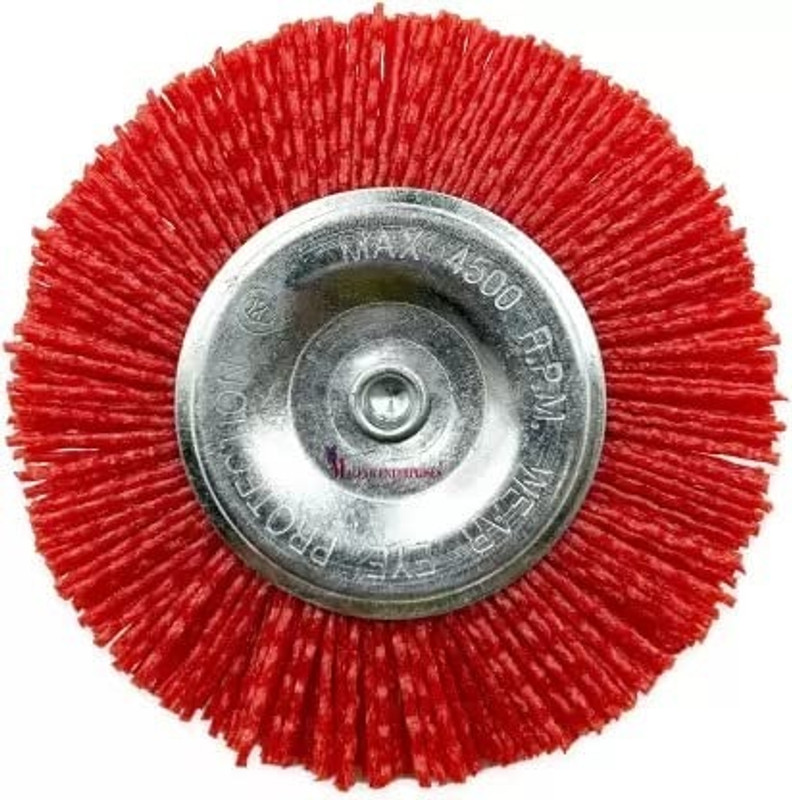 REIOENT PREMIUM QUALITY Nylon Wheel Brush Flat Type 100mm 4" Red Wheel Brush Wheel Brush(Pack of 1)
