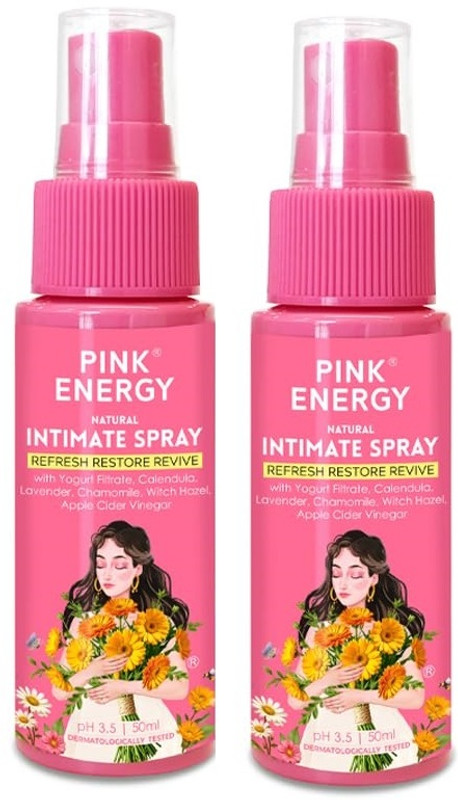 Pink Energy Combo Intimate Odour-Control Spray | pH-Safe | Calendula and Yogurt Filtrate Intimate Spray(100 g, Pack of 2)