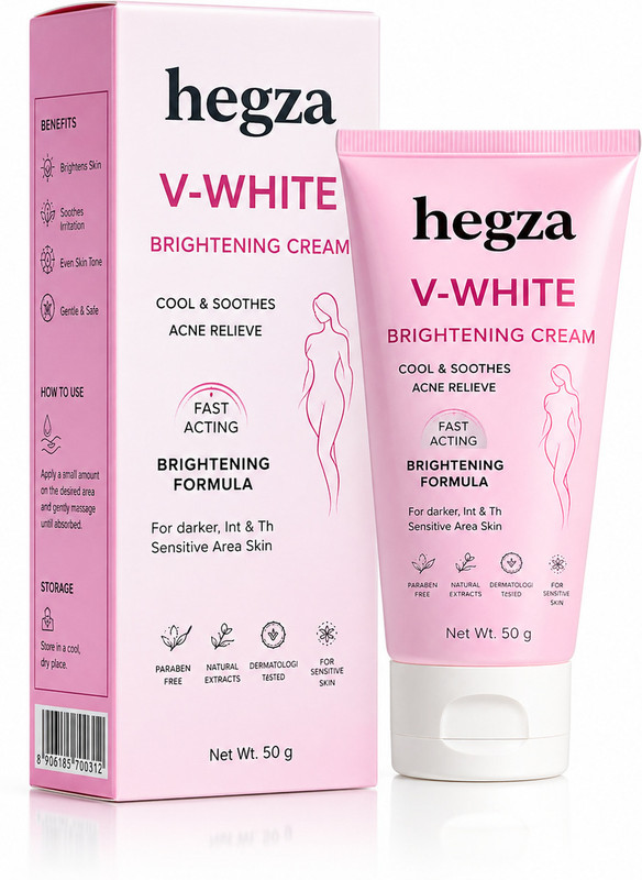 Hegza V-White Cream for Smooth Texture Brightening Cream for Clear Skin Intimate Cream(50 g, Pack of 1)